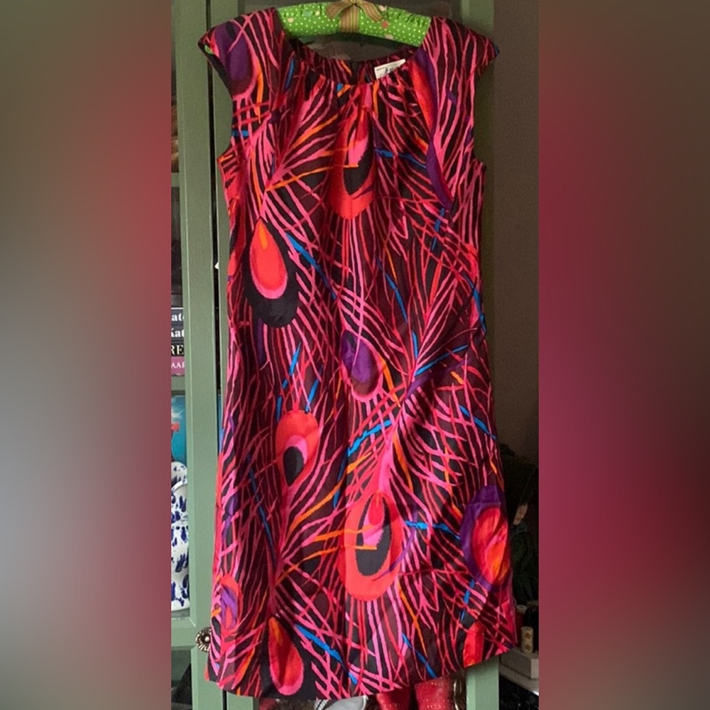 Milly of New York silk dress peacock print size 2